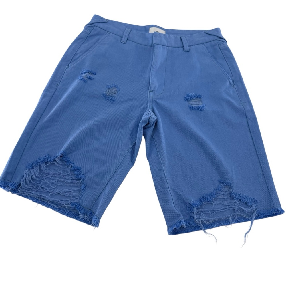 Serra Blue Jean Shorts with Frayed Edges - Picture 1 of 11
